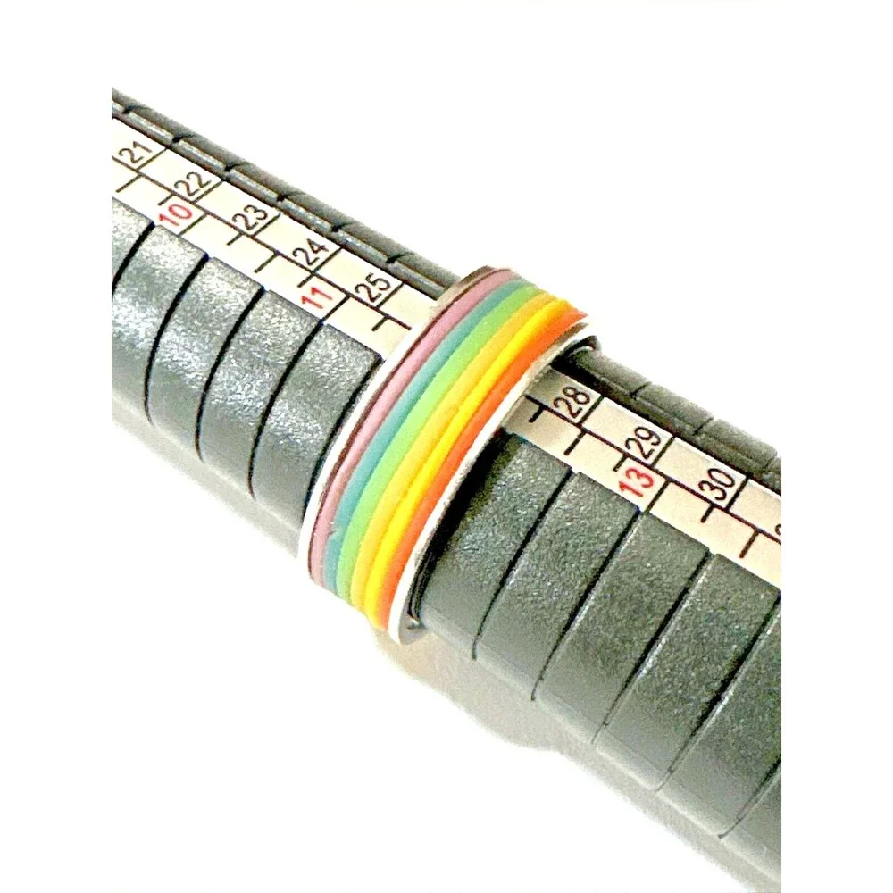 SPIKES Brand Rainbow Ring Stainless Steel Multicolor Band Pride SZ 12 Band